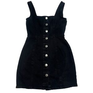 Cotton On Black Denim Button Down Mini Dress Size 2